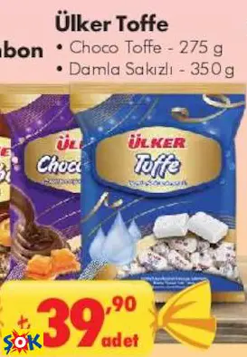ÜLKER TOFFE • CHOCO TOFFE - 275 G • DAMLA SAKIZLI - 350 G (BAYRAM ŞEKERİ-ÇİKOALTASI)